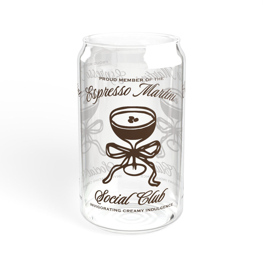 Espresso Martini Social Club Glass Sipper Cup – 16oz Iced Coffee Glass with Straw | Coquette Cocktail Lover Gift | Home Bar & Bachelorette Drinkware
