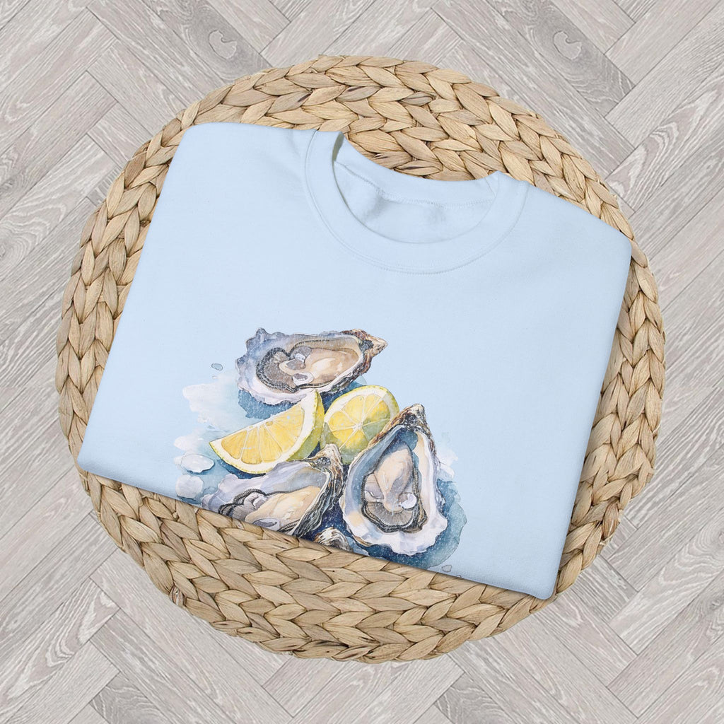 Oyster Shell Sweatshirt – Coastal Aesthetic Pullover with Watercolor Ocean-Inspired Design