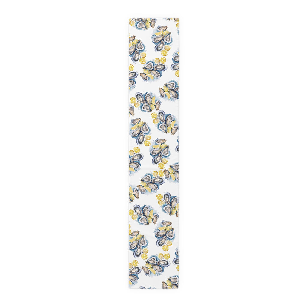 Watercolor Oysters Table Runner – Coastal Mediterranean Dining Decor