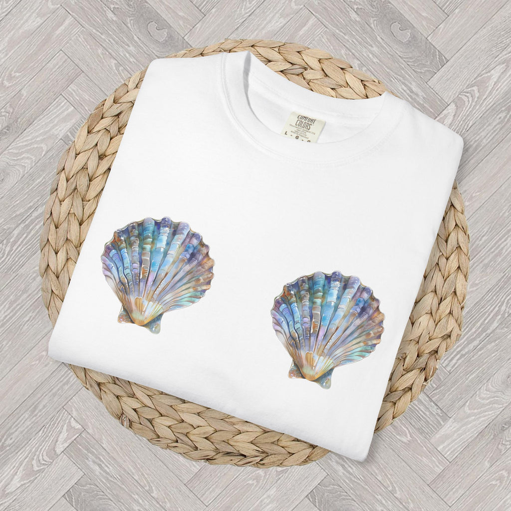 Seashell Bra T-Shirt | Cute Mermaid Beach Shirt | Ocean Style Tee | Summer Vacation Graphic T-shirt for Women