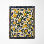Large Amalfi Lemons cotton blanket styled as a luxury coastal home decor throw for sofa or bedroom