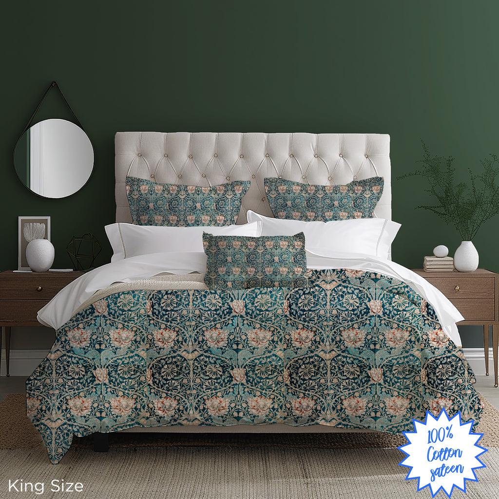 William Morris Art Nouveau Tulip Cotton Sateen Duvet Cover in Queen Size