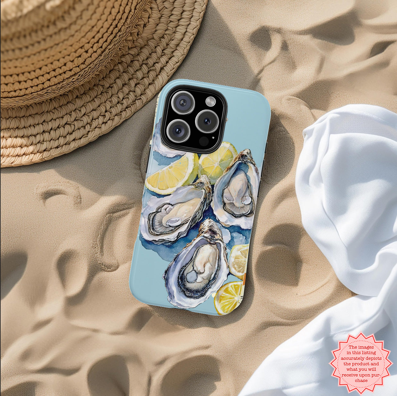 Oysters Phone Case – Nautical Ocean Cover for iPhone & Samsung | Coastal Watercolor Summer Design, Gift for Sea Lovers