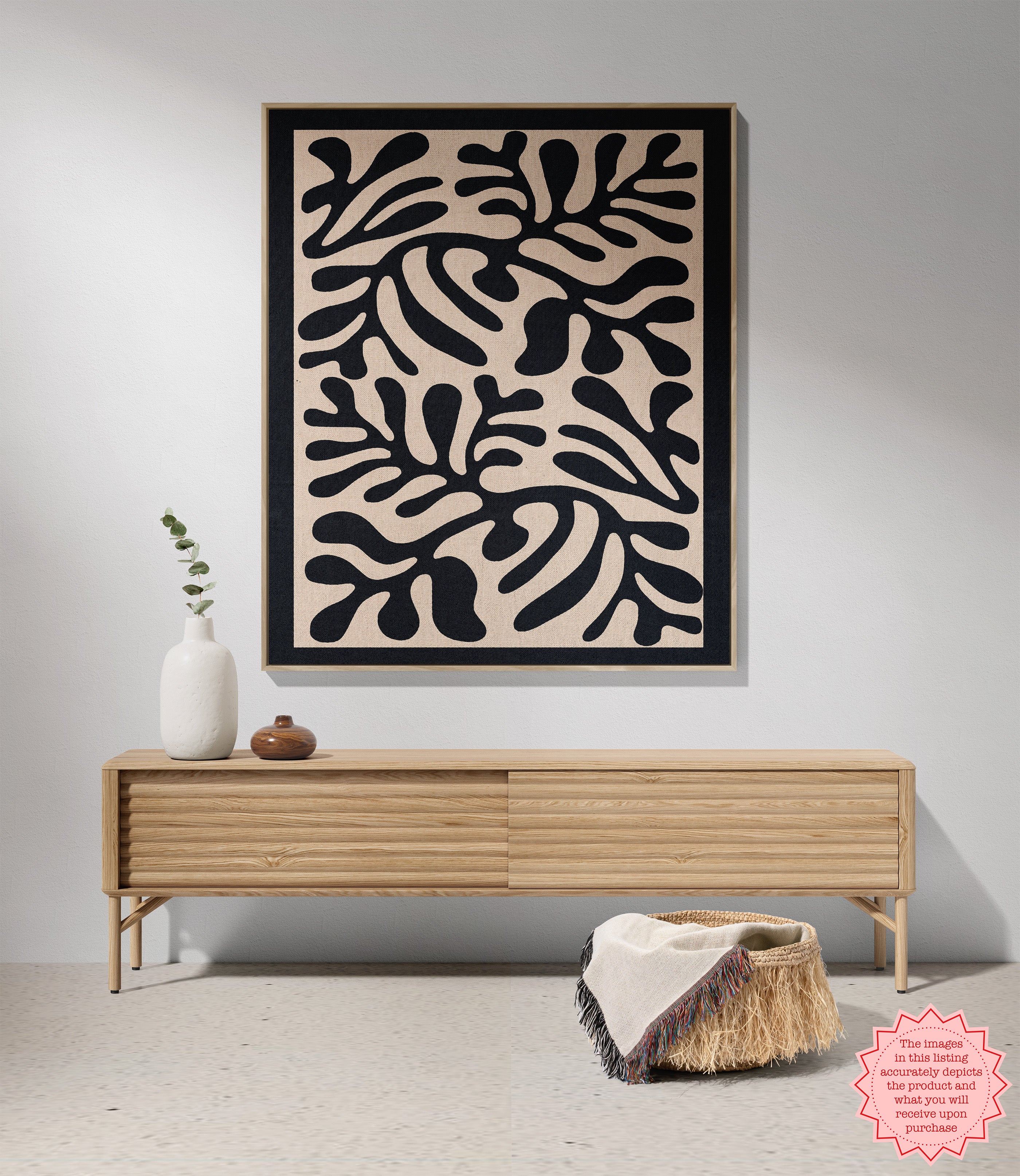 Detailed view of the colorful fringed edges on the Black Matisse Pattern Woven Blanket, highlighting its high-quality craftsmanship.