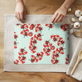 Tomato block print tempered glass cutting board with textured surface