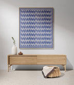 Large Blue Fish woven cotton blanket perfect for beach house decor, sofa throws, and bedroom styling