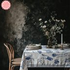 Italian Summer Tablecloth – 100% Cotton Twill Mediterranean Food Illustration Table Linen