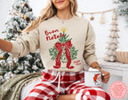 Buon Natale Italian Christmas jumper styled as festive winter clothing for Christmas parties, family photos and seasonal outings.
