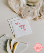 Custom Ever After cocktail napkin personalized for a wedding reception, engagement party, or bridal shower celebration.