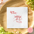 Elegant personalized wedding napkin with Ever After design, ideal for champagne bars, signature drinks, and reception décor.