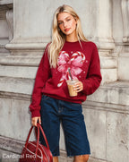 Christmas Candy Cane Sweatshirt featuring cute festive holiday design on cozy Gildan 18000 crewneck