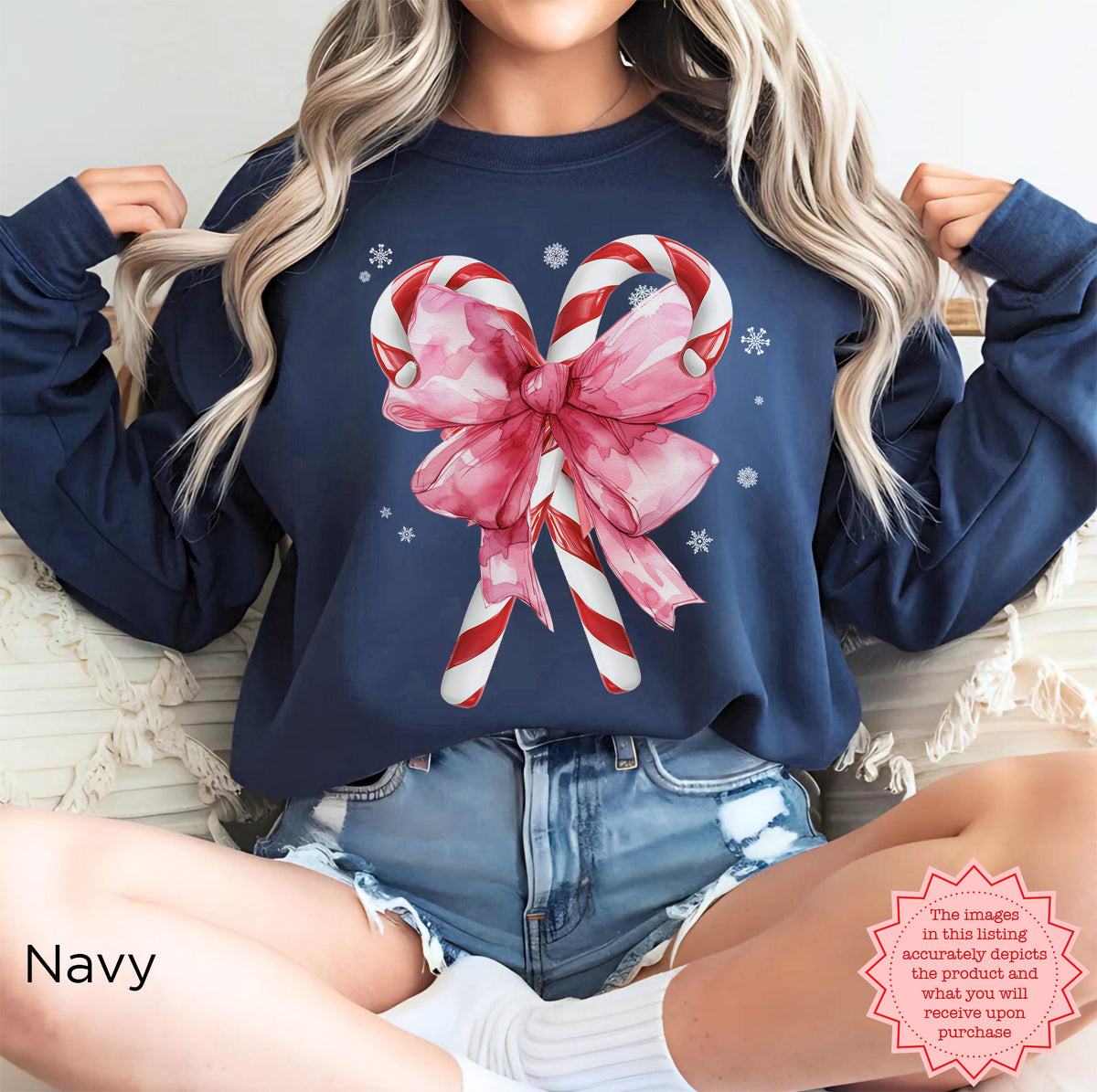 Cute holiday sweatshirt gift idea featuring Christmas candy cane design for men and women