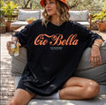 Cio Bella Stai Benissimo Italian-inspired graphic t-shirt in White, featuring a retro script design with Roma Milano Paris text