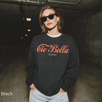 Cio Bella Stai Benissimo vintage Italian graphic sweatshirt in Sand with retro script and European fashion-inspired design