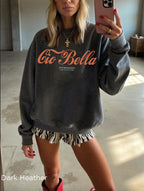 Cio Bella Stai Benissimo Italian-inspired graphic sweatshirt in Black featuring retro script and Roma Milano Paris typography