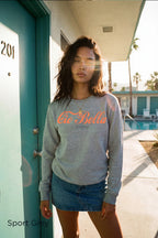 Cio Bella Stai Benissimo Italian-inspired graphic sweatshirt in Light Pink with feminine retro typography and Roma Milano Paris detail
