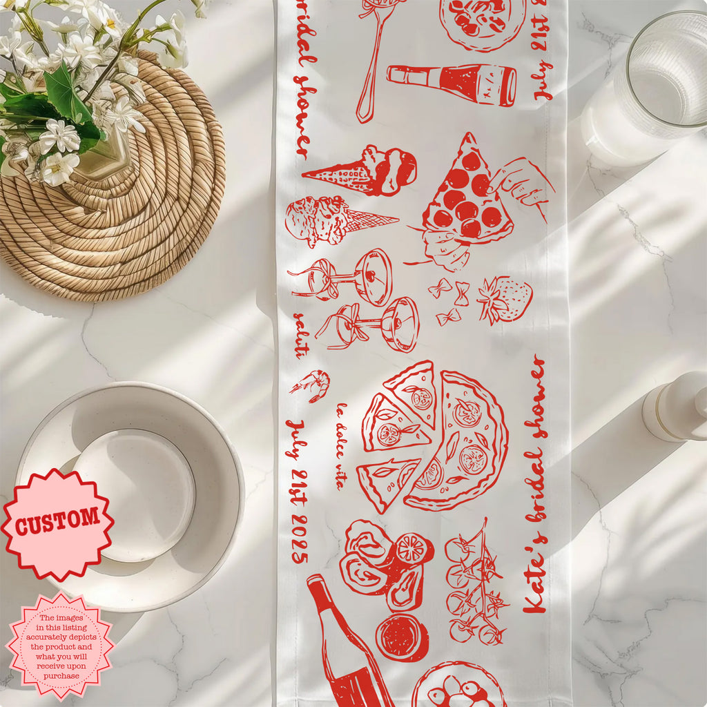 Italian Summer Custom Table Runner – Mediterranean Wedding & Dinner Decor