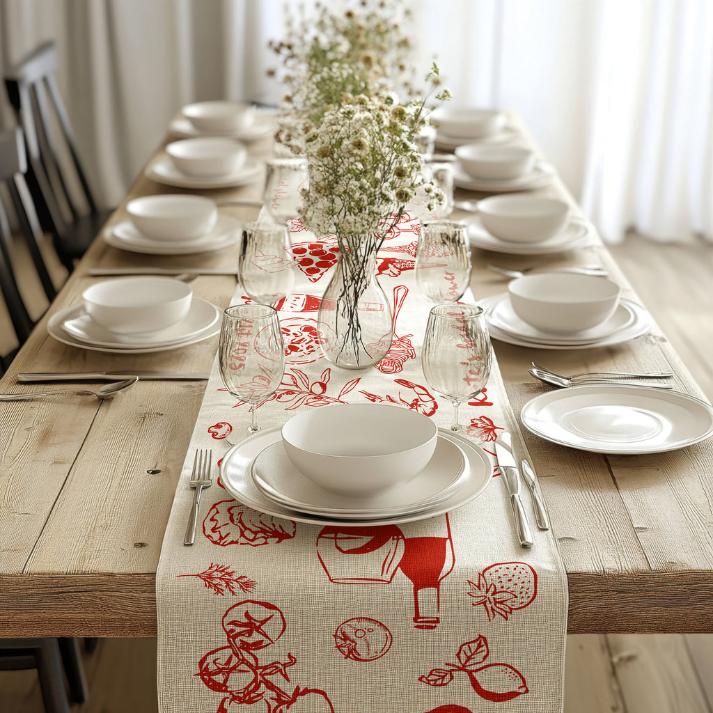 Italian Summer Custom Table Runner – Mediterranean Wedding & Dinner Decor