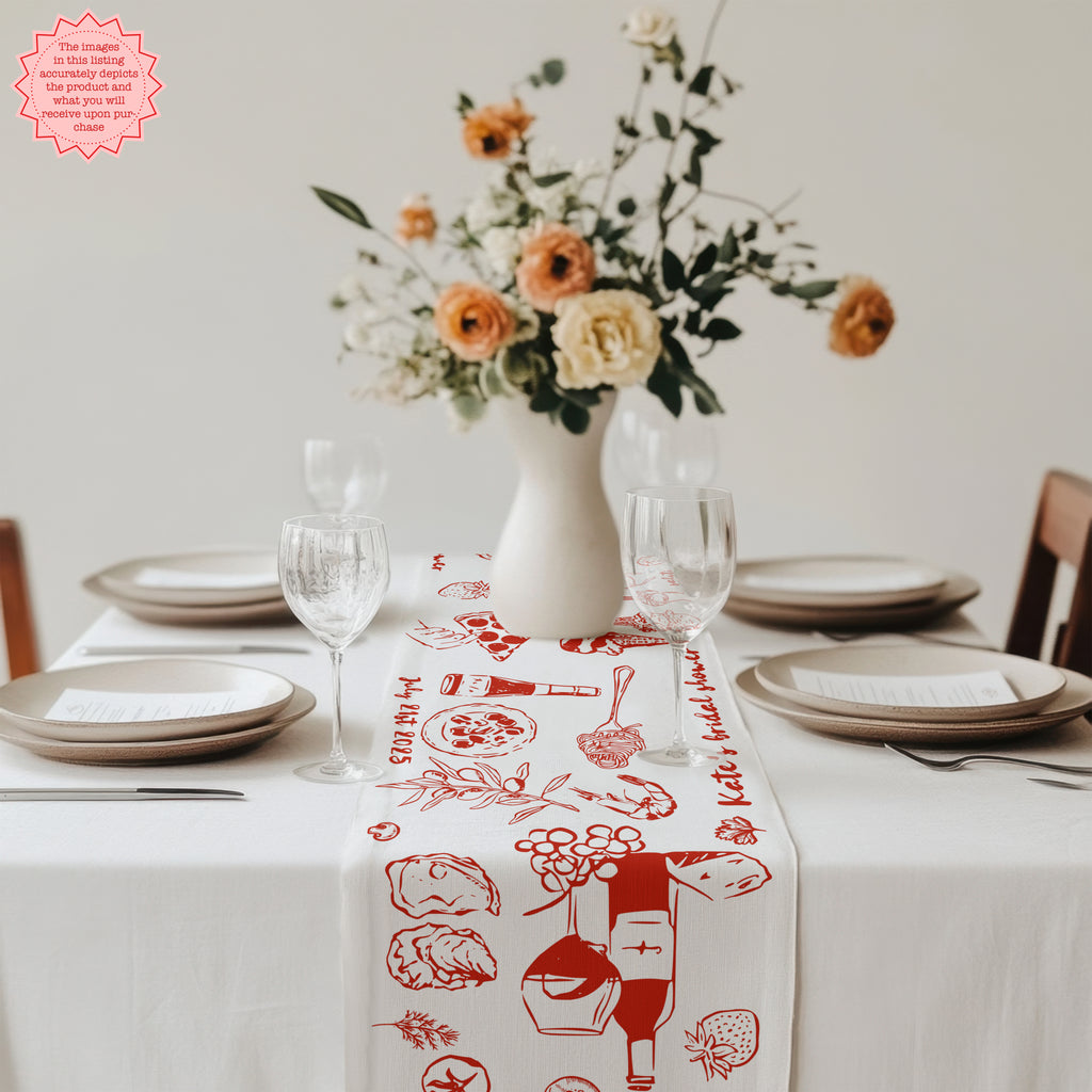 Italian Summer Custom Table Runner – Mediterranean Wedding & Dinner Decor