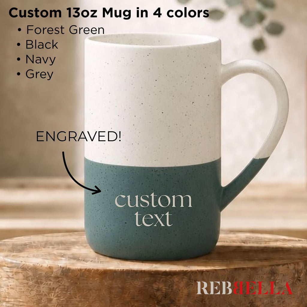 Personalized Engraved Olive Branch Crest Mug 13oz | Custom Name & Date Gift