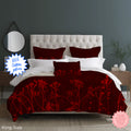 Dark Red Floral Duvet Cover – Cotton Sateen, Gothic Boho Bedding, Romantic Bedroom Decor
