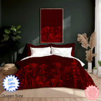 Dark Red Floral Duvet Cover – Cotton Sateen, Gothic Boho Bedding, Romantic Bedroom Decor
