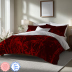 Dark Red Floral Duvet Cover – Cotton Sateen, Gothic Boho Bedding, Romantic Bedroom Decor