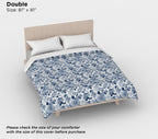 Blue Toile Floral Duvet Cover – Luxury Cotton Sateen Bedding