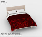 Dark Red Floral Duvet Cover – Cotton Sateen, Gothic Boho Bedding, Romantic Bedroom Decor