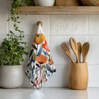 Colorful wildflower kitchen hand towel made from absorbent microfiber, ideal for everyday cooking and farmhouse kitchen styling.