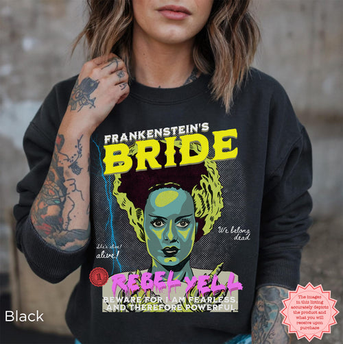 Bride of Frankenstein Sweatshirt | Colorful Pop Art Halloween Crewneck