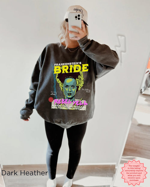 Bride of Frankenstein Sweatshirt | Colorful Pop Art Halloween Crewneck