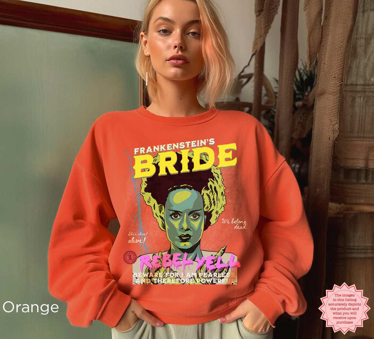 Bride of Frankenstein Sweatshirt | Colorful Pop Art Halloween Crewneck