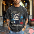 Frankenstein monster graphic tee featuring a dark film noir inspired design