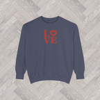 REBBELLA LOVE Heart Graphic Sweatshirt in Denim