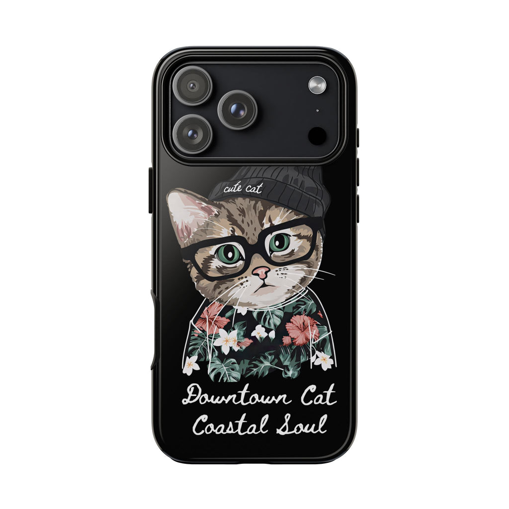 Downtown Cat Coastal Soul Hard Phone Case | Cute Cat Protective Case for iPhone, Samsung & Google Pixel | Gift for friends