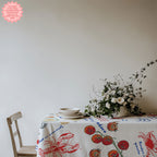 That’s Amore Italian Summer Tablecloth – Hand-Drawn Mediterranean Food Illustration in 100% Cotton Twill