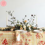 Italian Pizza Gingham Tablecloth – Yellow Check Cotton Twill Table Linen for Family Dining, Parties & Celebrations