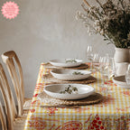 Italian Pizza Gingham Tablecloth – Yellow Check Cotton Twill Table Linen for Family Dining, Parties & Celebrations