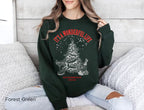 Gildan 18000 Forest Green crewneck sweatshirt showing its classic unisex fit, long sleeves, ribbed cuffs and round neckline.
