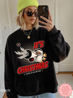 Funny Christmas sweatshirt for women featuring a festive retro Santa graphic