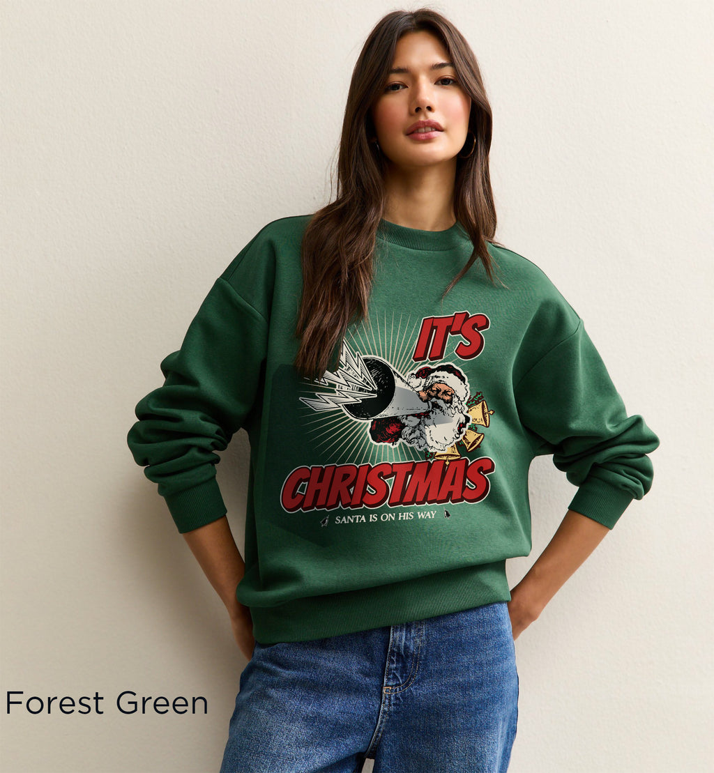 Funny retro Christmas sweatshirt with festive Santa-inspired holiday design