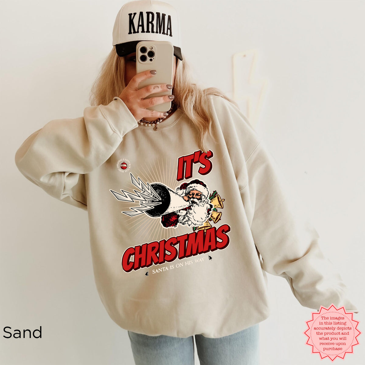 Retro Christmas crewneck perfect for Christmas morning and festive winter outfits