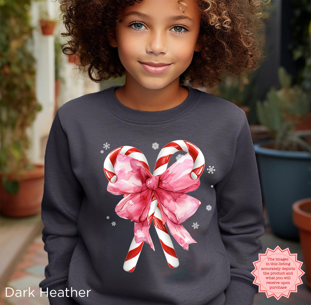 Festive Christmas Candy Cane sweatshirt for boys and girls youth crewneck