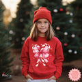 Kids Christmas Candy Cane sweatshirt youth crewneck with festive holiday design