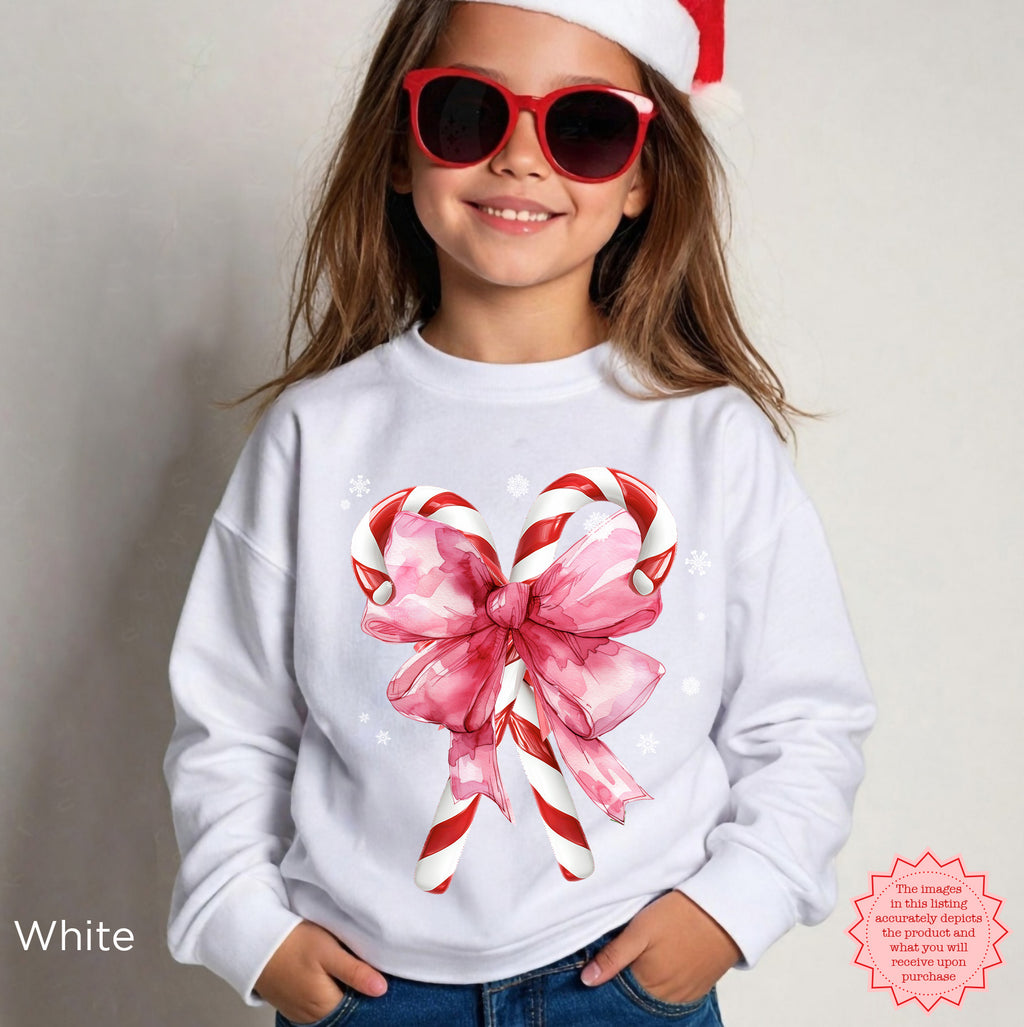 Youth Christmas Candy Cane sweatshirt for kids festive holiday outfit