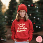 Kids Christmas movie night sweatshirt with funny retro holiday design