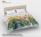 Vibrant Watercolor Wildflowers Cotton Sateen Duvet Cover – Spring Floral Bedding for King, Queen, & Twin Sizes