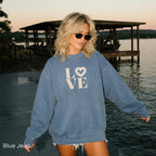 Women's Butter LOVE heart graphic sweatshirt with cream LO♡VE design