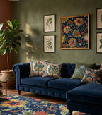 Mediterranean inspired throw pillow with lemon tree illustration and double-sided botanical print for modern coastal interiors.